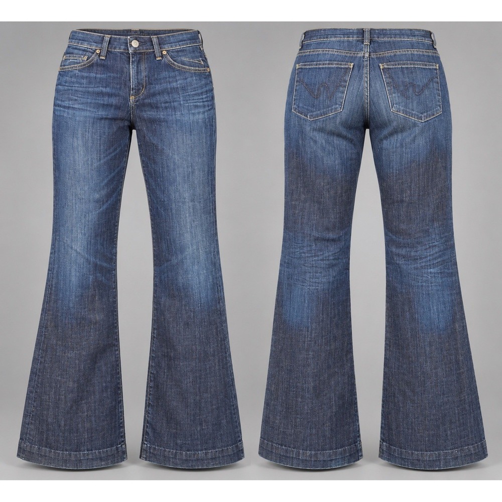 Citizens of Humanity Womens Jeans 30x34 Hutton Medium Rise Wide Leg Flare